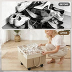 2 Pack Large Shoe Organizer for Closet, 32 Pairs Shoe Storage Box Beige - Image 7