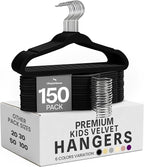 Utopia Home Kids Velvet Hanger 150 Pack – 11" Premium Baby Hangers - Black by UTOPIAHOME