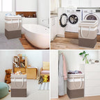 HomeHacks 2 Pack Large Laundry Baskets, Laundry Hampers Bags (Khaki 88Lx2) | Waterproof, Freestanding, Collapsible Clothes Hamper with Reinforced Handles in Laundry Room, Dorm, Bathroom, Bedroom - Image 6