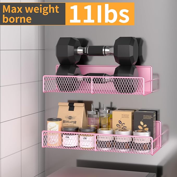 DTUQYX 6 Pack Magnetic Shelves for Washing Machine, Magnetic Spice Rack Organizer for Refrigerator, Magnetic Shelf with Hanger Organizer, Metal Magnetic Basket, Laundry Organization and Storage, Pink - Image 5