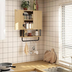 RUSTOWN Fluted Bathroom Wall Cabinet with 2 Doors, 3-Tier Medicine Cabinet - Image 3