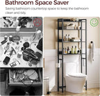 MAHANCRIS Over The Toilet Storage Rack, 4 Tier Bathroom Organizer Over Toilet, Freestanding Space Saver Toilet Stand with 2 Hooks, Bathroom Storage Shelf, Easy to Assemble, Black TSHB0401 - Image 5