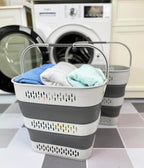 SAMMART 40L (10.5 Gallon) Collapsible Plastic Laundry Basket with Handles - Foldable Pop Up Storage Container/Organizer - Portable Laundry Hamper - Space Saving (2, Grey) - Image 4