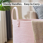YOUDENOVA Cotton Rope Laundry Hamper Basket, 58L Blanket Basket for Nursery - Image 4