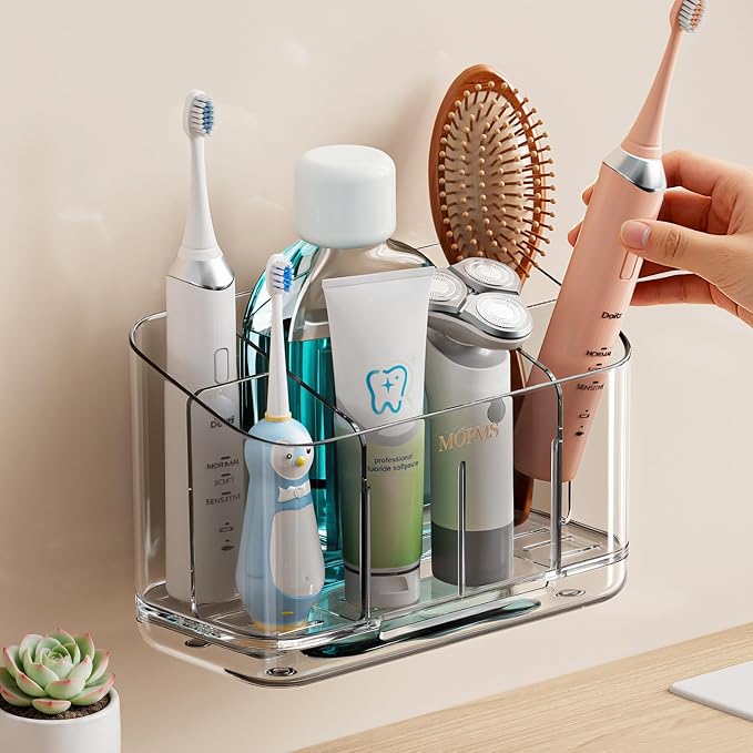 MOPMS Toothbrush Holders for Bathrooms with 5 Slots Adjustable Dividers by MOPMS