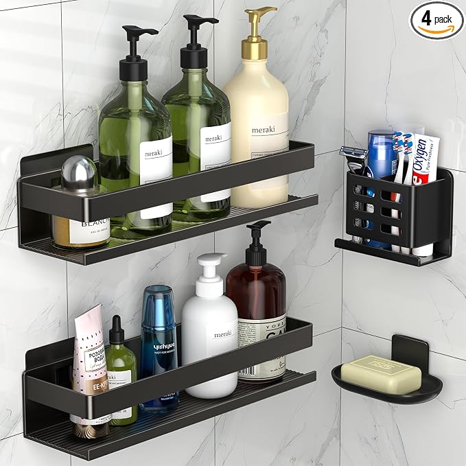 Shower Caddy,Shower Organizer 4 Pack,Aluminum,Adhesive Installation by Unknown