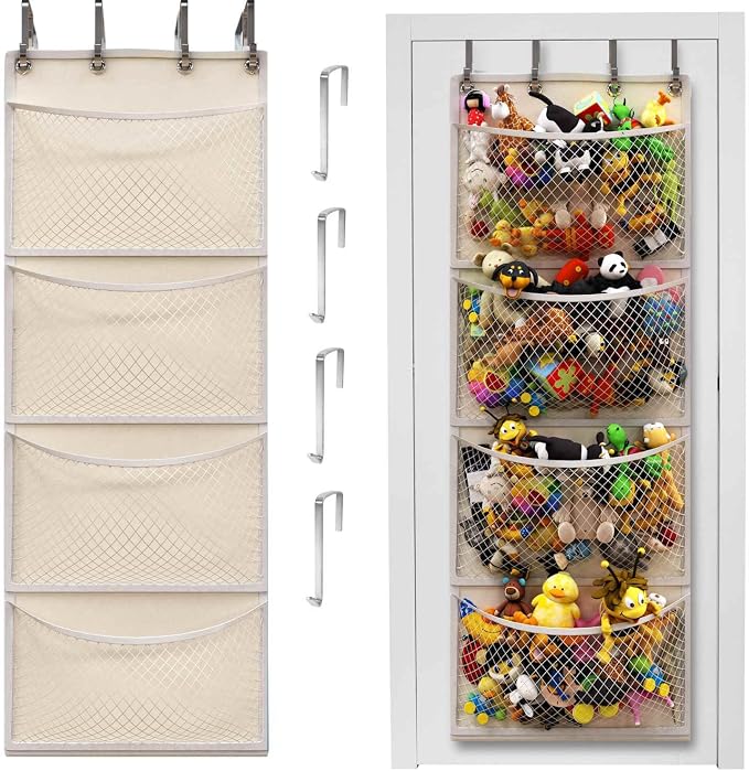 Honeyera The Original Storage for Stuffed Animals, Over Door Organizer for Stuffies, Baby Accessories, Toy Plush, Breathable Hanging Pockets Big Girls Toddler Large Bag by Honeyera