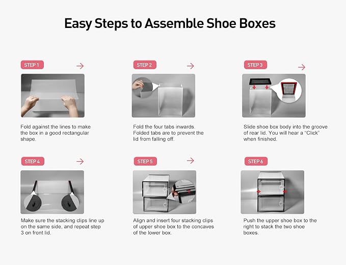 Kuject X-Large Shoe Storage Boxes 12 Pack, Clear Stackable Shoe Organizer | Shoe Case for Closet, Entryway & Under-Bed Storage, Drop-Front Design, Space-Saving Solution for Family Organization,Pink - Image 7
