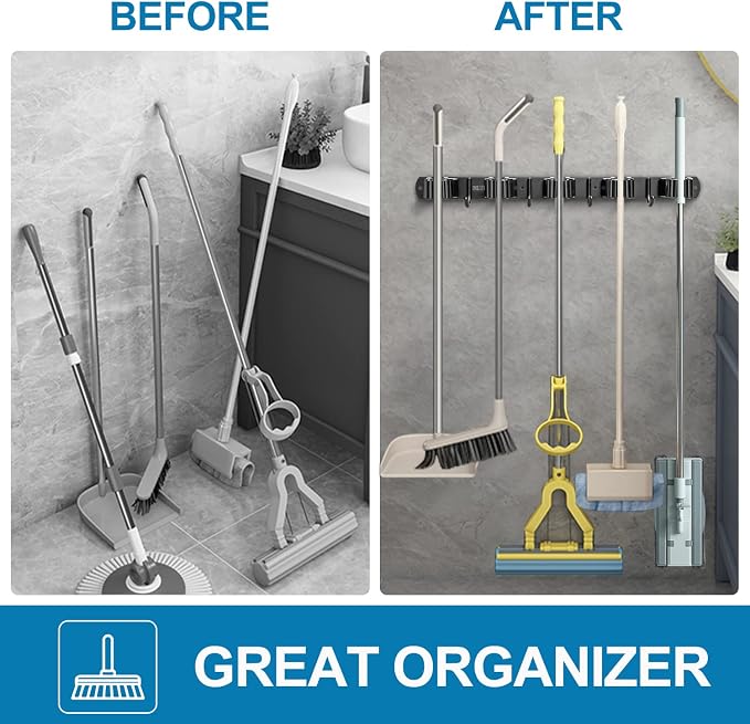 IMILLET Broom Holder Wall Mount,Heavy Duty Garage Organization Broom Hanger - Image 5