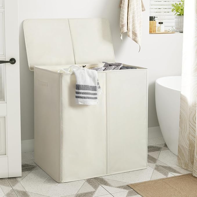 WOWLIVE 180L Double Laundry Hamper 2 Section with Lid and Removable Bags - Image 3