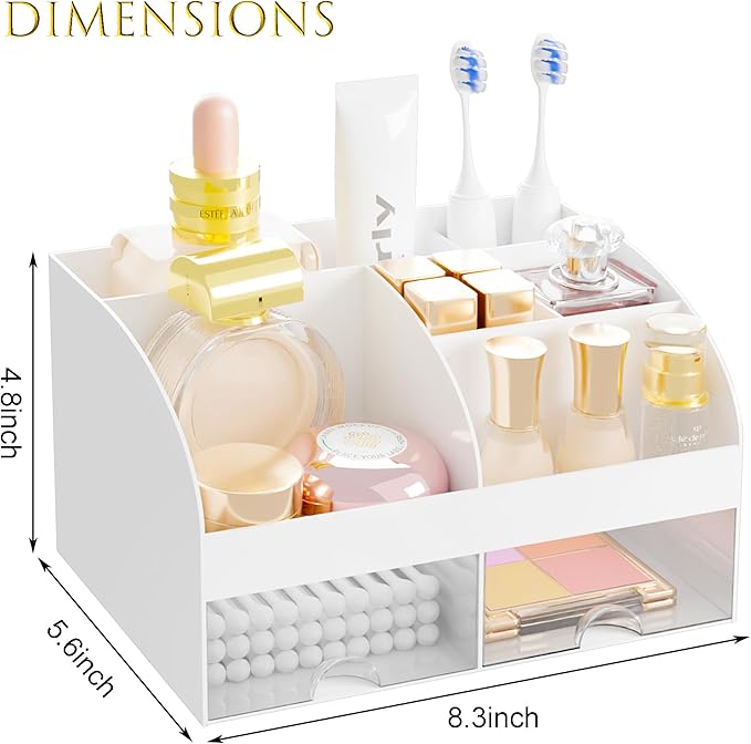Makeup Organizer with 2-Drawer, Countertop Cosmetic Storage for Vanity - Image 3