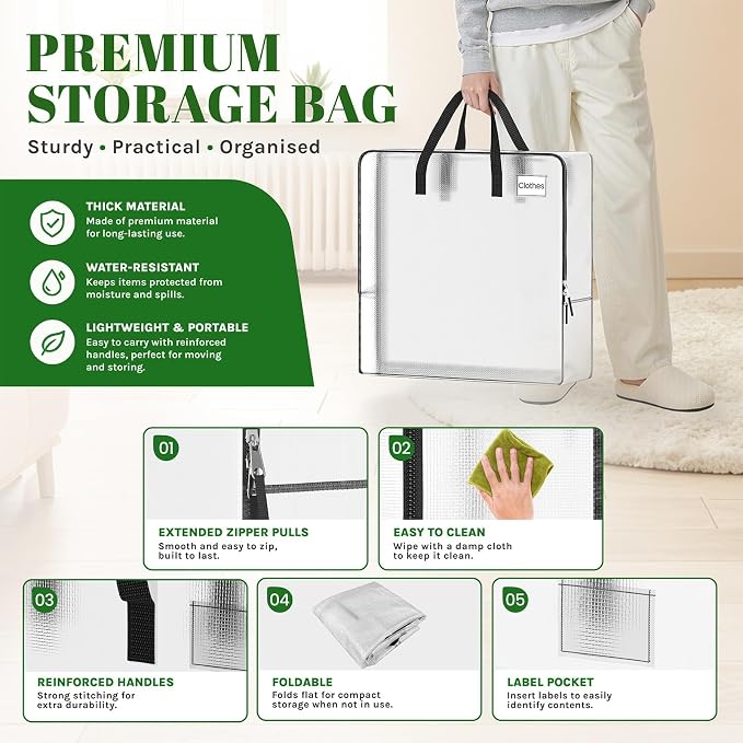 93L Wreath Storage Container, Large Clear Christmas Storage Bags, 5 Pack - Image 3
