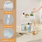 VITVITI 2 Tier Bathroom Counter Organizer Corner Vanity Shelf Storage White - Image 3