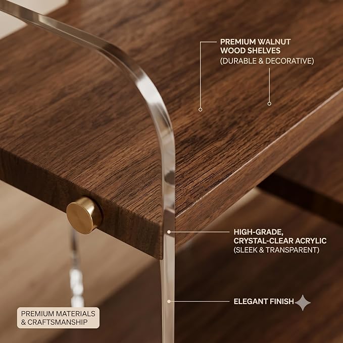 3-Tier Acrylic & Wood Bathroom Vanity Countertop Organizer Shelf - Image 5