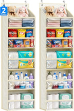 AOODA 2 Pack Over the Door Organizer, Large Capacity Closet Door Hanging Organizer, Clear Deep Pockets Baby Storage for Nursery, Bathroom, Bedroom, Pantry, Diapers (Light Yellow) by AOODA