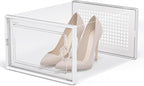Kuject X-Large Shoe Storage Boxes 12 Pack, Clear Stackable Shoe Organizer | Shoe Case for Closet, Entryway & Under-Bed Storage, Drop-Front Design, Space-Saving Solution for Family Organization,White - Image 5