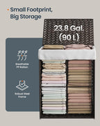 SONGMICS HOME Laundry Hamper with Lid, Clothes Basket with Removable Liner and Handles, 23.8 Gallon, Foldable Narrow Laundry Organizer for Bathroom, Bedroom, Dark Brown - Image 3
