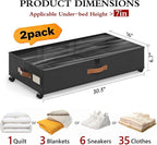 Yecaye Under Bed Storage with Wheels, 2 Pack Under Bed Storage Containers with Adjustable Dividers & Clear Window, Rolling Underbed Organizer Bins Drawers for Clothes, Shoes, Blankets, Black - Image 3