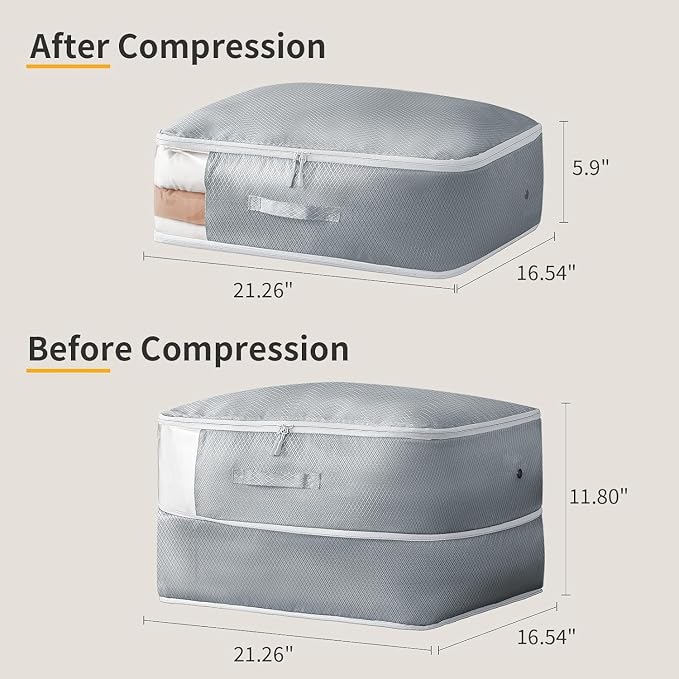 DIMJ Comforter Storage Bag 6 Pack - Blanket Storage Organizer Compression Bags, Large Capacity Ultra Space Saving Self Compression Organize for Bedding, Pillow, Duvet, Sheet Storage with Zipper Window - Image 4