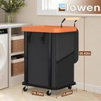 Laundry Hamper with Lid,Leather Patchwork Laundry Basket with Wheels 40Gal - Image 6