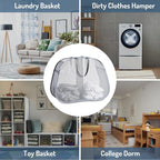 Seiritex Mesh Popup Laundry Hamper 2 Compartment, Collapsible Laundry Sorter Basket Foldable Hamper for Clothes, College Dorm, Travel (Gray) - Image 6