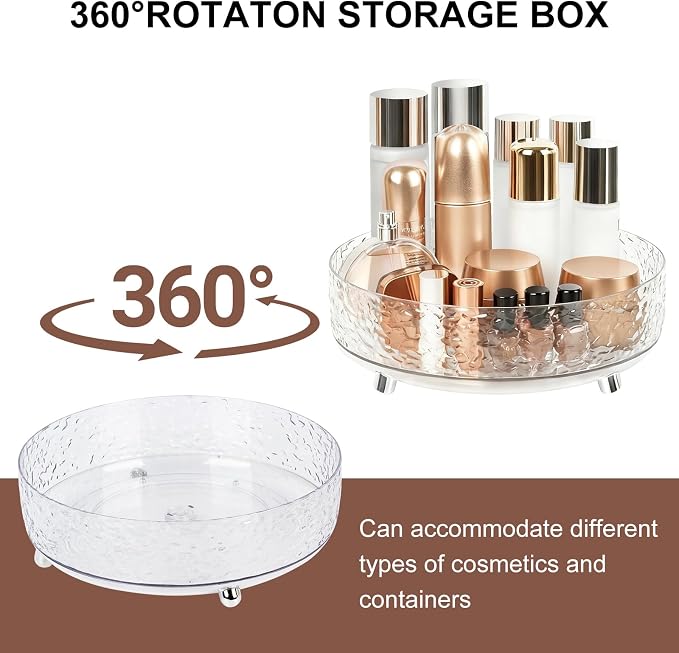 Dezzer 360° Rotating Makeup Organizer, 11" Clear Perfume Organizer Turntable Lazy Susan for Vanity, Pantry, Bathroom Counter, Cabinet, Spinning Cosmetic Storage Holder for Skincare, Perfume, Lotions - Image 4