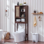 LEYAOYAO 68" Boho Over the Toilet Storage Cabinet with Rattan Sliding Door - Image 6