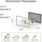 Pinkpum 12 Pack X-Large Shoe Storage Boxes, Shoe Organizer Clear Stackable | Fit US Size 11, 6.2” Height, Shoe Dispaly Case Holder Bins Sneaker Storage for Sneakerheads, For Home and Family, Grey - Image 2