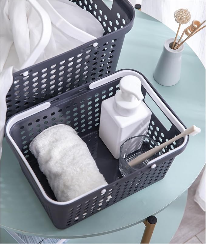 Plastic Shower Caddy Basket with Handles, Cleaning Supply for Dorm, School, Camping, Travel, Bathroom (white 2 pack) - Image 6