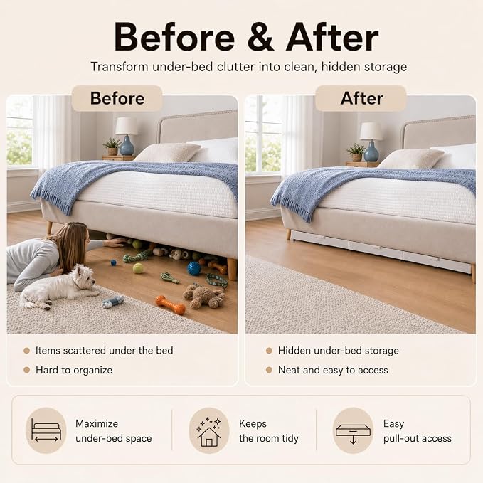 Fokyfok Under Bed Drawers,Under Bed Storage,Under Couch Drawer,1PC - Image 4