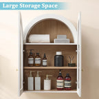 Bathroom Arched Wall Cabinet Over The Toilet Storage Cabinet, 23.5×31.4 Inch bathroom cabinet wall mount with Glass Doors & Adjustable Shelves, Wood Cabinet for Laundry Room, Kitchen, White/Natural - Image 4