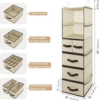 GRANNY SAYS Hanging Closet Organizer, 5 Drawers, 6 Shelves, 6 Pockets | Hanging Closet Organizer with 5 Different Drawer Designs, 6 Shelves & Reinforced Structure for Organized Small Space, Beiges - Image 3