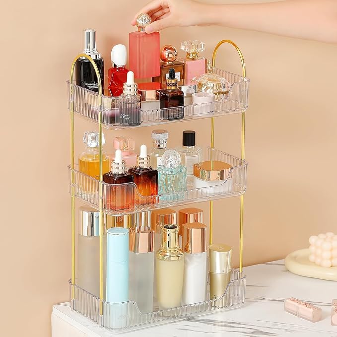 Aveniee Bathroom Counter Organizer, 3 Tier Perfume Skin Care Countertop Storage Shelf, Vanity Makeup Tray for Cosmetic Skincare Lotion,Clear by Aveniee