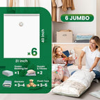 TAILI 6 Pack Vacuum Storage Bags, Jumbo Size (31×40 inch), Cream - Image 2
