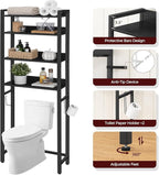 MAHANCRIS Over The Toilet Storage Rack, 4 Tier Bathroom Organizer Over Toilet, Freestanding Space Saver Toilet Stand with 2 Hooks, Bathroom Storage Shelf, Easy to Assemble, Black TSHB0401 - Image 6