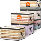 Lifewit 6 Pack Clear Clothes Storage Bags, 60L Plastic Blanket Vinyl Foldable Moving Bags with Zipper, Closet Organizers and Storage Containers for Bedding, Duvet, Pillow by Lifewit