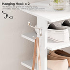 HOOBRO 8 Tiers Vertical Shoe Rack, Wooden Shoe Storage Organizer with Hooks, Narrow Shoe Tower for 8 Pairs, Space Saving, for Entryway, Living Room, Bedroom, White WT07XJ01G1 - Image 7