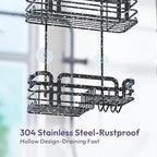 SWTYMIKI Shower Caddy Hanging Organizer - Over the Door Shower Caddy with Soap Holder, 11 Hooks, 2 Installation Ways, Stainless Steel Rustproof Bathroom Organizer, Black - Image 7