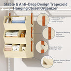 Hanging Closet Organizer Extra Large, Clothes Hanging Shelves for Closet with Divider, Collapsible Closet Storage System, Fabric Storage Bins for Home, Dorm, Rv, Sweaters, Handbags, Underwear, Sock - Image 4