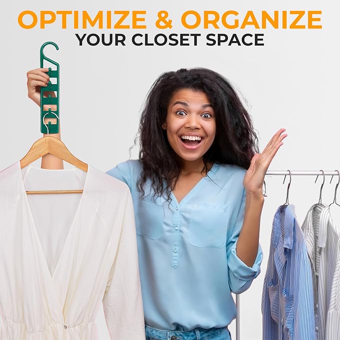 CraftyCrocodile Space Saving Hangers for Clothes - 10 in Pack, Heavy Duty Plastic, Multi Closet Space Savers for Shirts, Pants, Jeans, Sweaters - Hanger Organizer Space Saver - Image 5