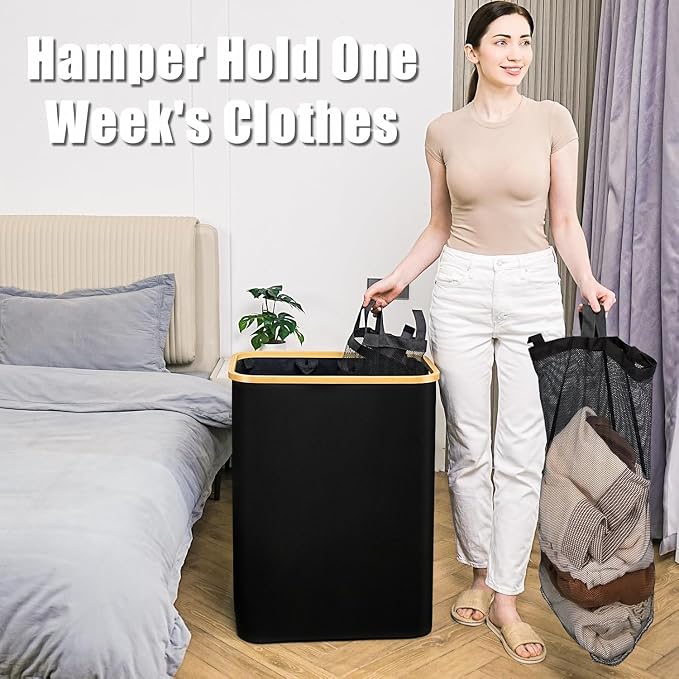 Hampers for Laundry Basket with Lid, 145L Large Laundry Hamper 3 Section - Image 7