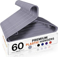 HOUSE DAY Grey Plastic Hangers 60 Pack, Slim Space-Saving Clothes Hangers by HOUSEDAY