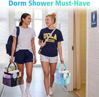 EUDELE 2 Pack Mesh Shower Caddy Portable for College Dorm Room Essentials, Shower Caddy Dorm with 9-Pocket Large Capacity,Shower Bag for Beach,Swimming,Gym All Black+All Ice Blue - Image 2