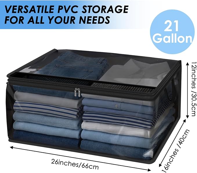 Fixwal Blanket Storage Bags 4 Pack 80L Large Clothes Closet Organizer Black - Image 2