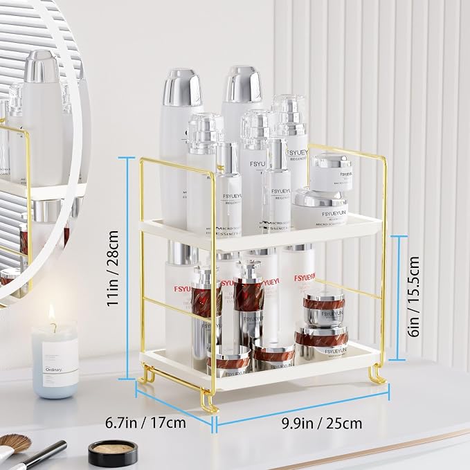 FSyueyun 2-Tier Bathroom Countertop Organizer, Makeup Organizer for Vanity - Image 2