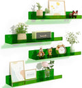 upsimples 4 Pcs 15" Acrylic Shelves for Wall Decor and Display, Green by upsimples