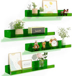upsimples 4 Pcs 15" Acrylic Shelves for Wall Decor and Display, Green by upsimples