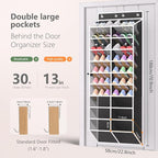 Over the Door Shoe Organizer with 20 Large Mesh Pockets, Black - Image 2