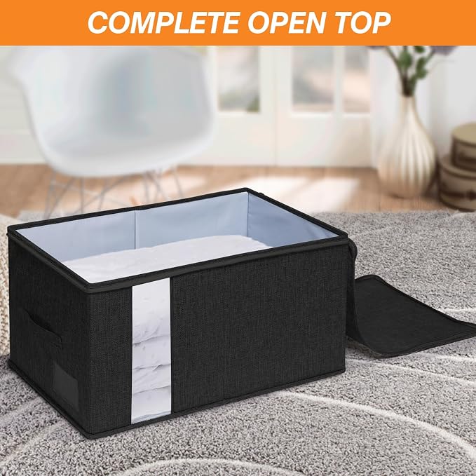 punemi 60L Comforter Storage Bags with Side & Bottom Support, 2 Pack, Black - Image 4