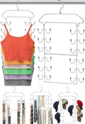 2 Pack Tank Top Hanger Space Saving, 360° Rotating Closet Organizers and Storage, 6 Tier Metal Bra Organizer with 24 Hanging Hooks, Small Space Solutions, RV Apartment College Dorm Room Essentials by CLODSPAC